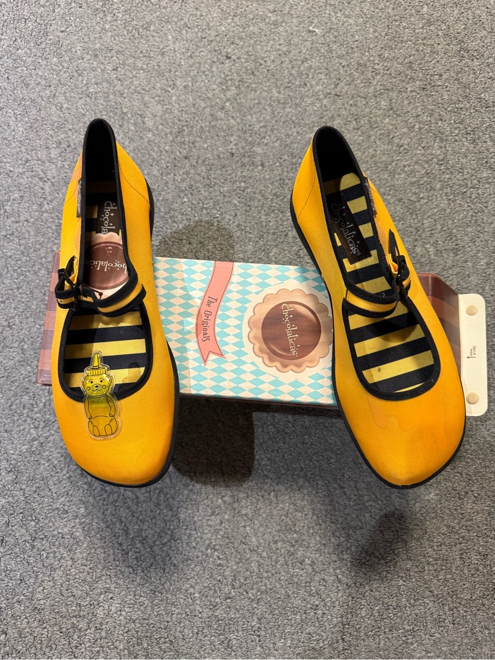 Chiaki Yellow Mary Jane Flats with Striped Insole